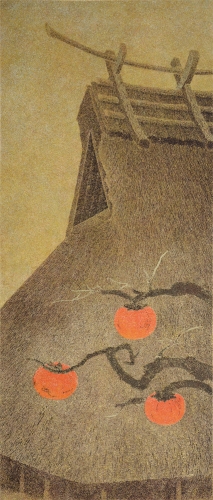 Work 147 - Thatched Roof and Persimmon -- sold
