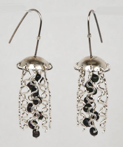 Jellyfish Earrings - Sterling Silver, Blue/Black Pearls - sold