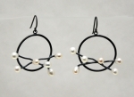 Earrings: Circle with Branch and Pearls