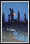 Evening Moon at Nakanoshima, Sapporo - SOLD