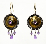 Shield Earrings with Amethyst