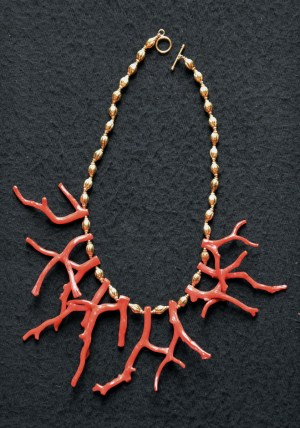 Gold and Red Coral Necklace