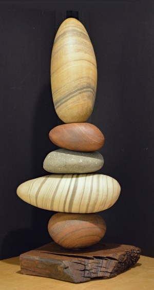 Cairn with Reclaimed Wood Base