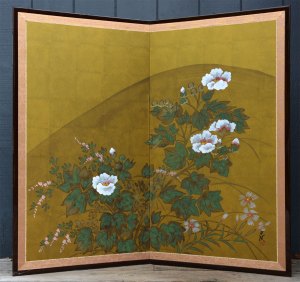 Byobu with White Peonies