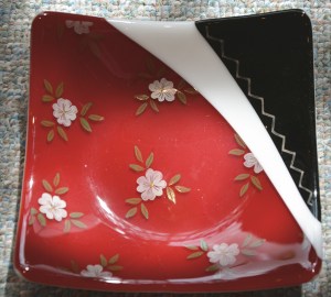 Glass Dish with Flowers