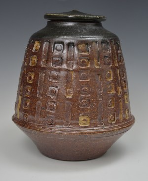 Samurai Jar #709, Black Slip, Rutile