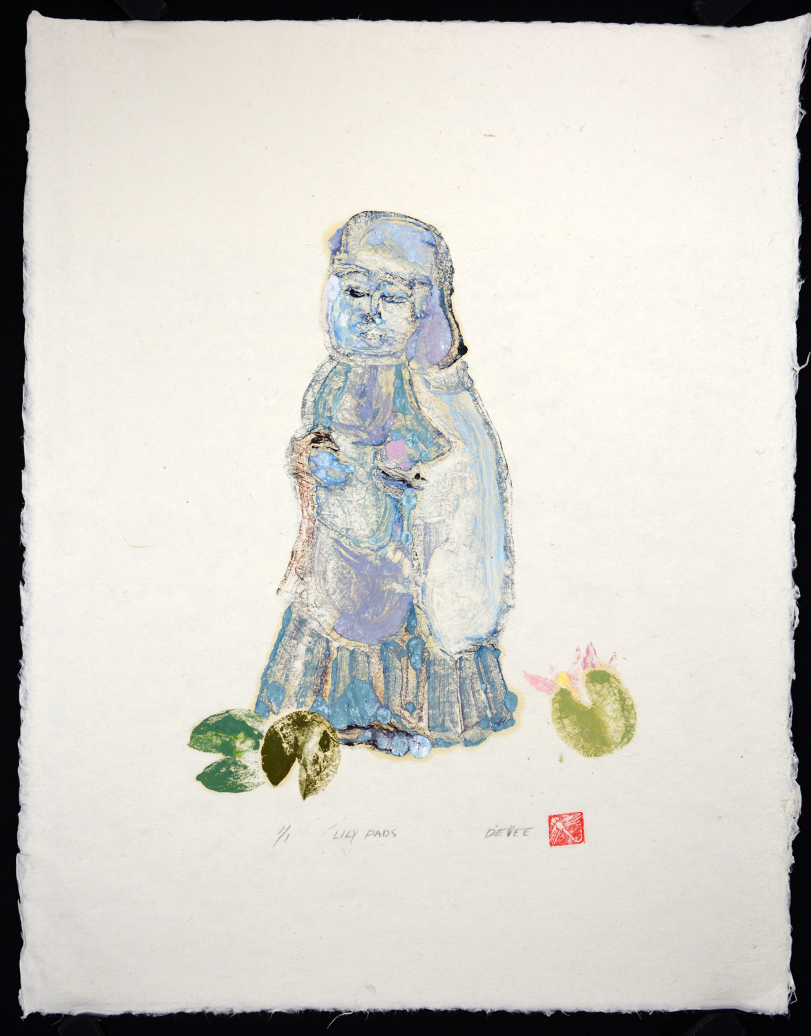 Lily Pads Jizo (oil monoprint) - Image 2