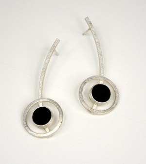 Earrings: Orphist with Matte Black Glass #23