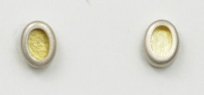 Oval Post Earrings - Sterling Silver and Gold