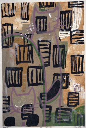 Cats and Abstract Landscape