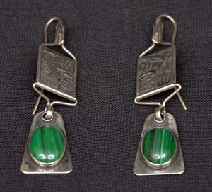 Sterling Silver and Malachite Earrings