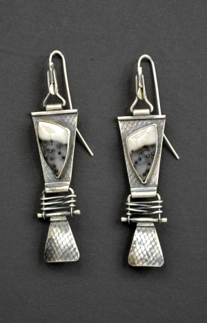 Sterling Silver and Petrified Oyster Root Earrings