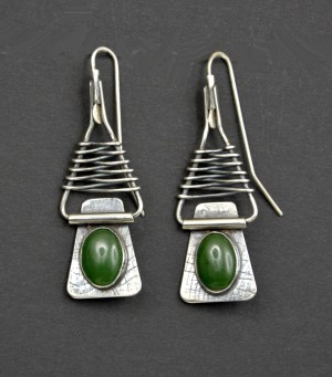 Sterling Silver and Jade Earrings