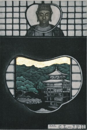 Buddha with Temple (Ex Libris)