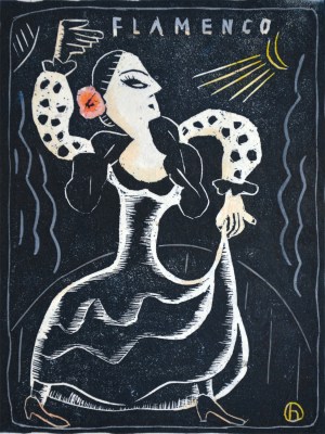 Crescent Moon and Red Flower