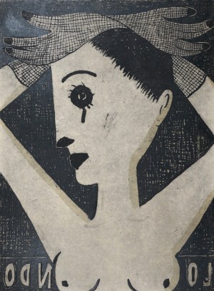 Woman in Blue Gloves