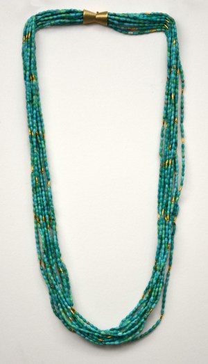 Turquoise Bead Necklace, with 18K Gold