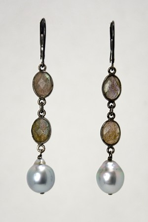 Labradorite and Tahitian Pearl Earrings