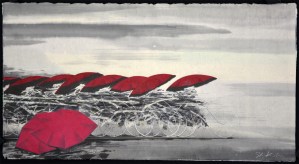 Red Umbrella A (watercolor painting)