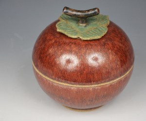 Lidded Persimmon Jar