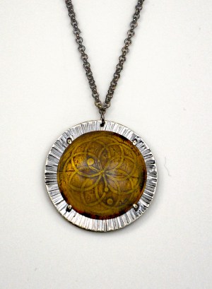 Necklace - Shield, Brass & Sterling Silver