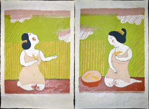 Rain in Bamboo Grove--diptych