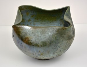 4 Corner Green Raku Bowl