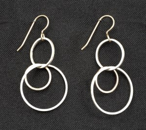 Silver & Gold Three Circle Earrings