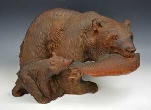 Ainu Bear with cub and fish