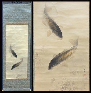 Kakejiku (Two Koi) scroll