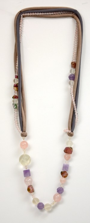 Necklace - Amethyst and Quartz with Lavender Cords
