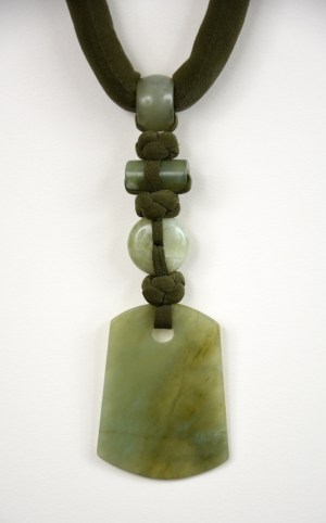 Jade Pendant & Silk Cord Necklace