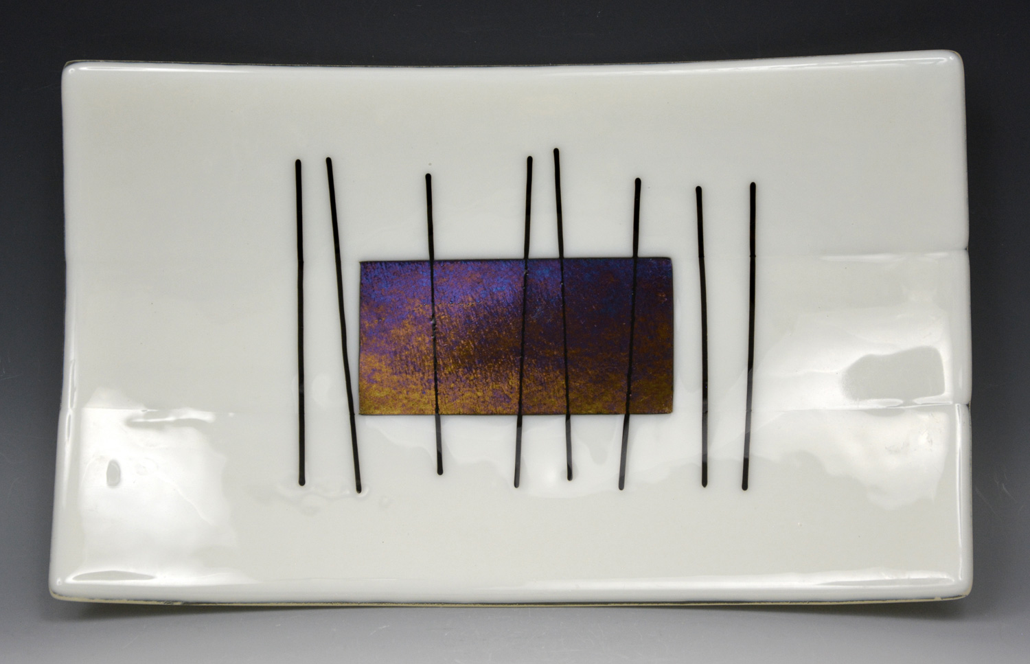 Fused Glass Serving Tray - Dichroic Glass #216 - Image 2