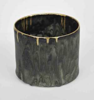 Basket Pot with Gold Rim