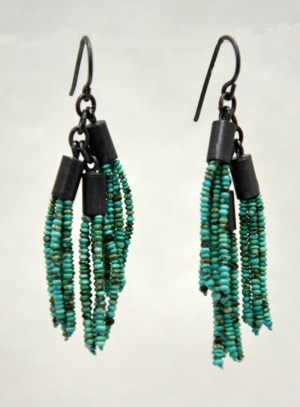 Earrings: Turquoise, Tassel Style