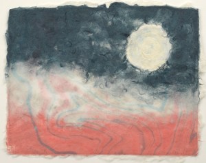 Moon with Suminagashi