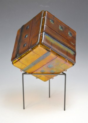 Hako (box) - Fused Gold Dichroic Glass #224