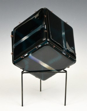 Hako (box) - Fused Black Dichroic Glass #226