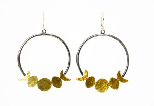 Earrings - Moon Phase Hoop, Brass & Sterling Silver