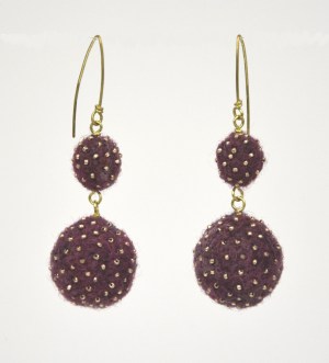 Earrings: Needle-Felted Wool - Double Candy - Burgundy