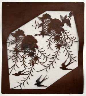 Katagami with Kimono Pattern (three birds)