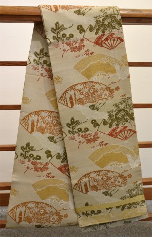 Obi - Cranes and Fans (green & red)