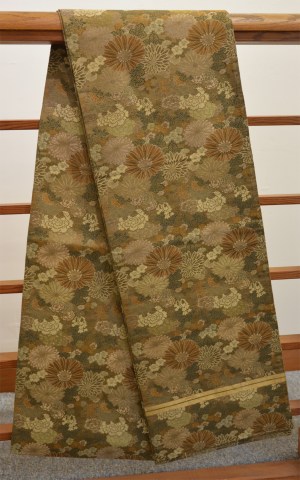 Obi - Flowers (green & gold)