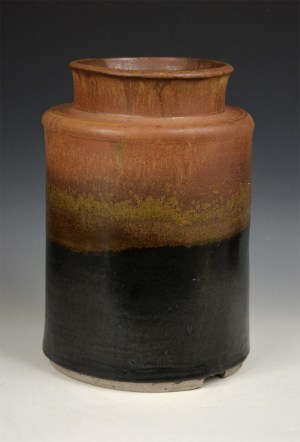 Round Vase w/ Brown and Black Glaze #86