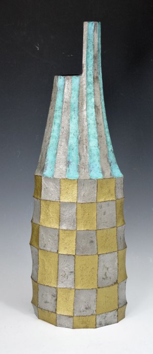 Colored Copper Container - Hammered Grid Pattern