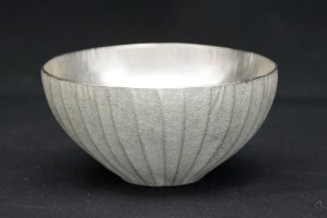 Silver Sake Cup - Vertical Lines