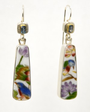 Earrings: Vintage Birds - Porcelain #42