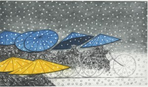 Snow Night Yellow and Blue