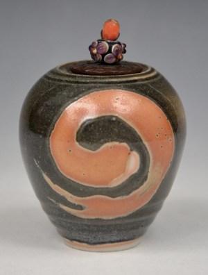 Vessel 145 - Brown with Orange Swirl