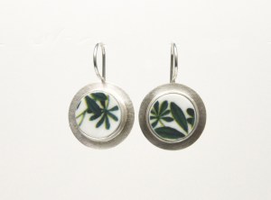Earrings: Modernist Leaf - Porcelain # 53